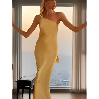 Robe Sans Manches pour Filles avec Dos Découvert et Col Diagonal