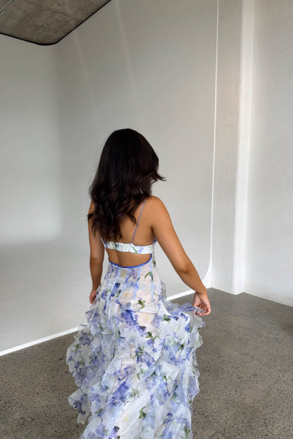 Noemi - Robe Maxi à Bretelles Spaghetti avec Imprimé Floral