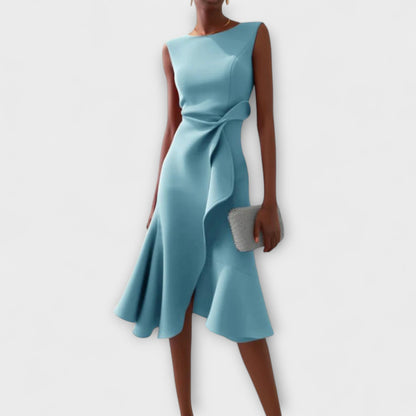 Juliette – Robe Midi Asymétrique Drapée