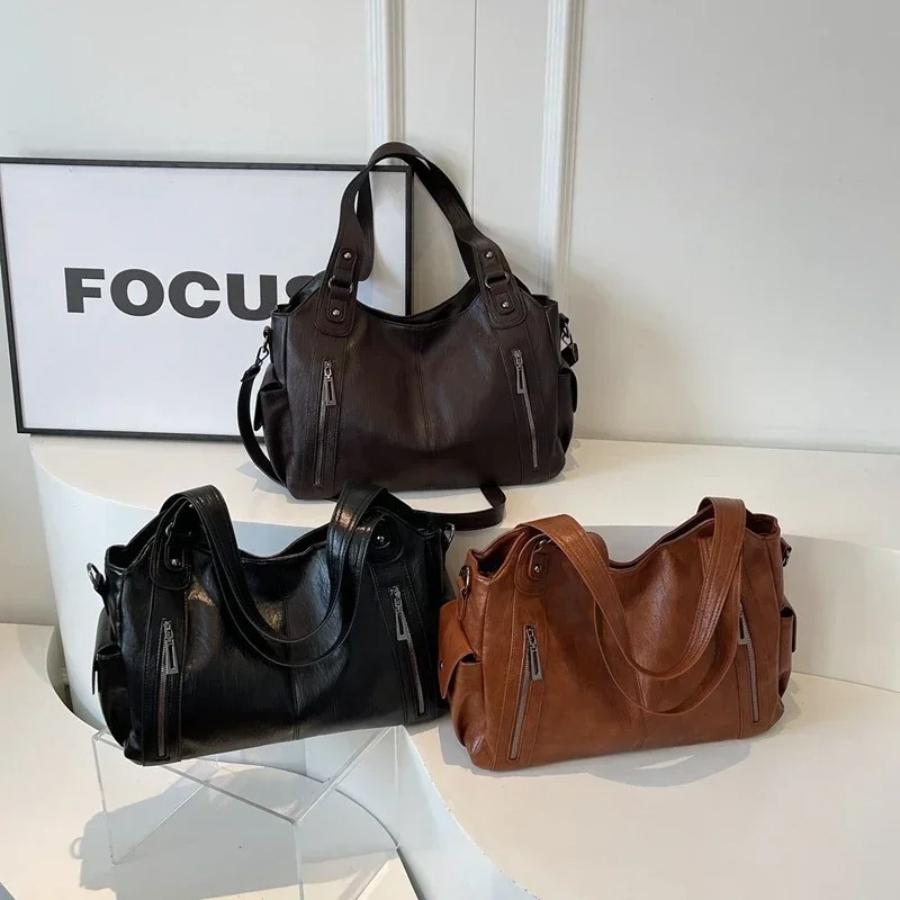 Uma - Sac à Bandoulière Grande Capacité avec Double Fermeture Éclair