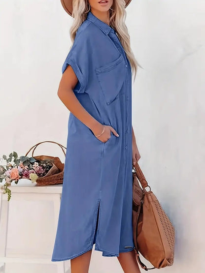 Samira-Robe chemise avec poches fixes