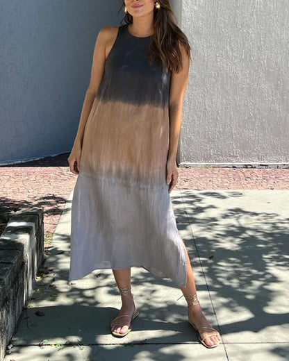 Melanie | Robe Sans Manches en Lin Ombre