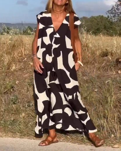 Sarinya - Robe Imprimée Avec Décolleté en V