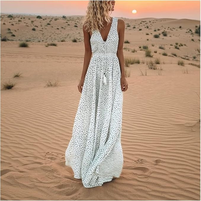 Ismena - Robe Maxi Boho à Pois