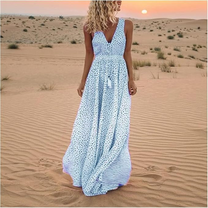 Ismena - Robe Maxi Boho à Pois