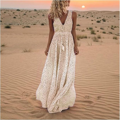 Ismena - Robe Maxi Boho à Pois