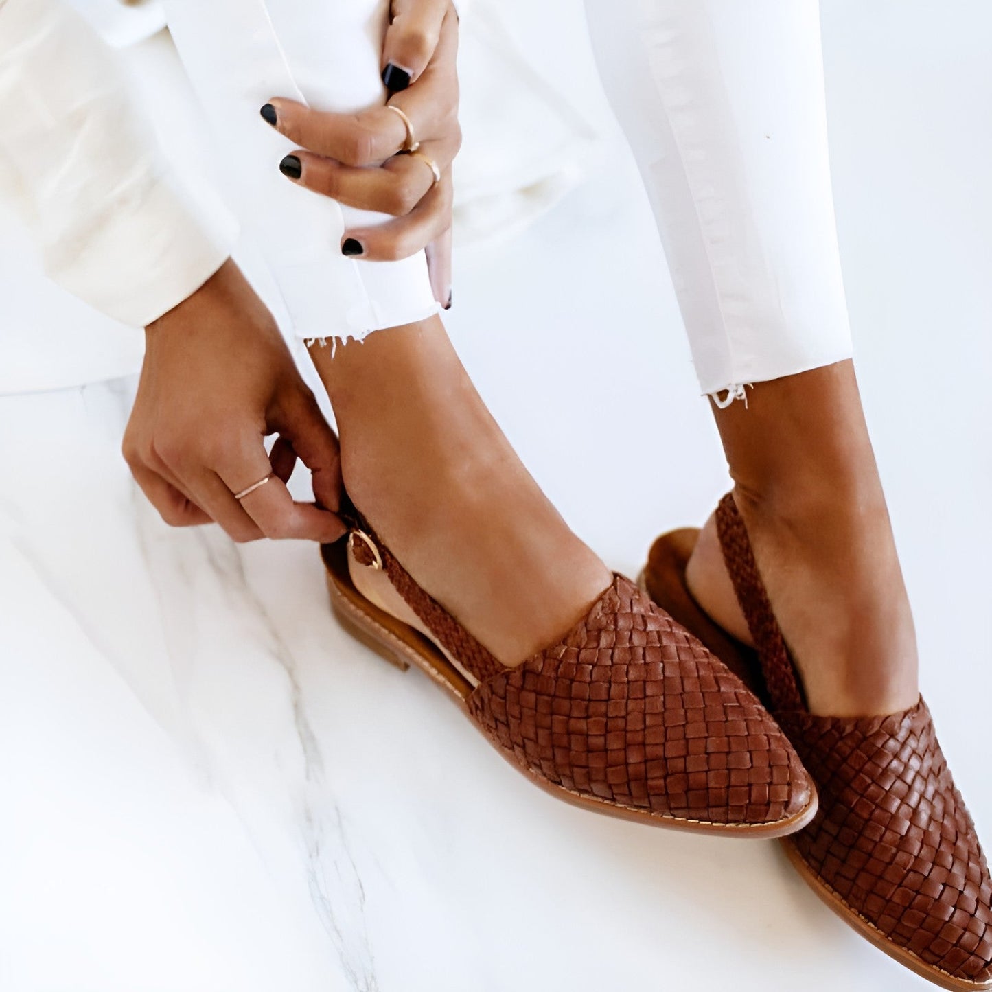 Whisper - Sandales en cuir tissées élégantes pour femme