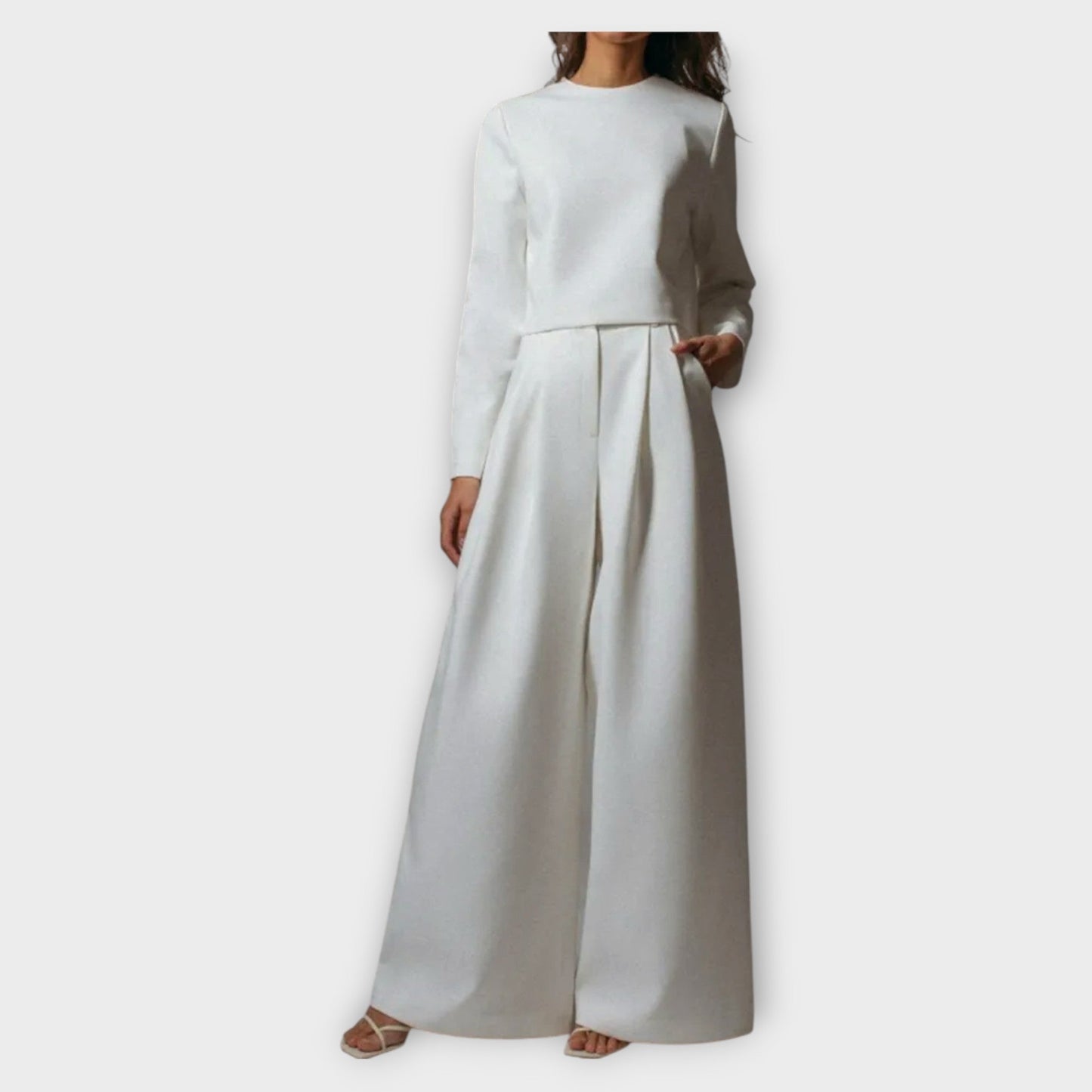 Ensemble Élégant de Deux Pièces avec Pantalons Amples