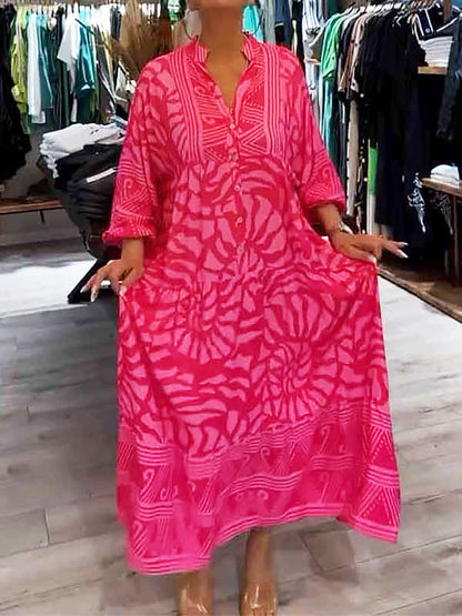 Elka™ - Robe Ample Imprimée avec Décolleté en V pour Femmes