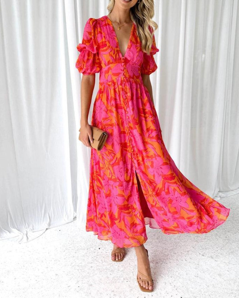 DERANA - ROBE MAXI ROUGE ROSÉE