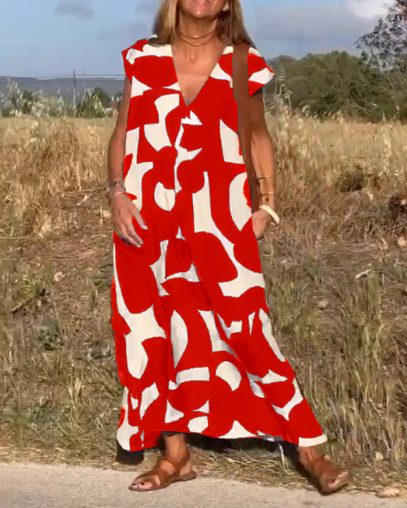 Sarinya - Robe Imprimée Avec Décolleté en V