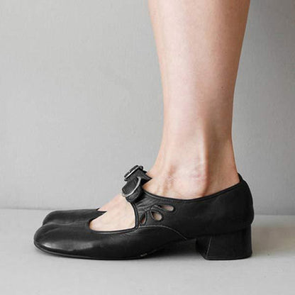 Beatrice - Sandales à Talon en Cuir avec Boucle Orthopédique