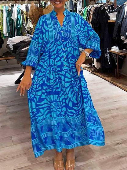 Elka™ - Robe Ample Imprimée avec Décolleté en V pour Femmes