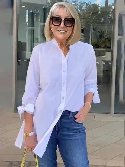 Elliora - Veste Chemise en Coton avec Dos Froncé