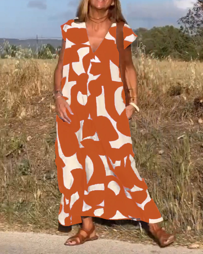 Sarinya - Robe Imprimée Avec Décolleté en V