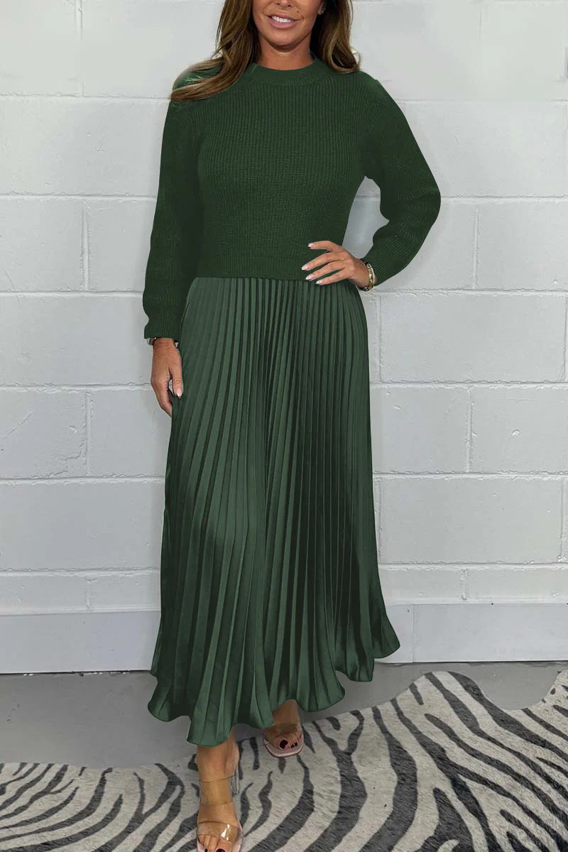 Jamie - Robe en tricot décontractée avec plis pour femme
