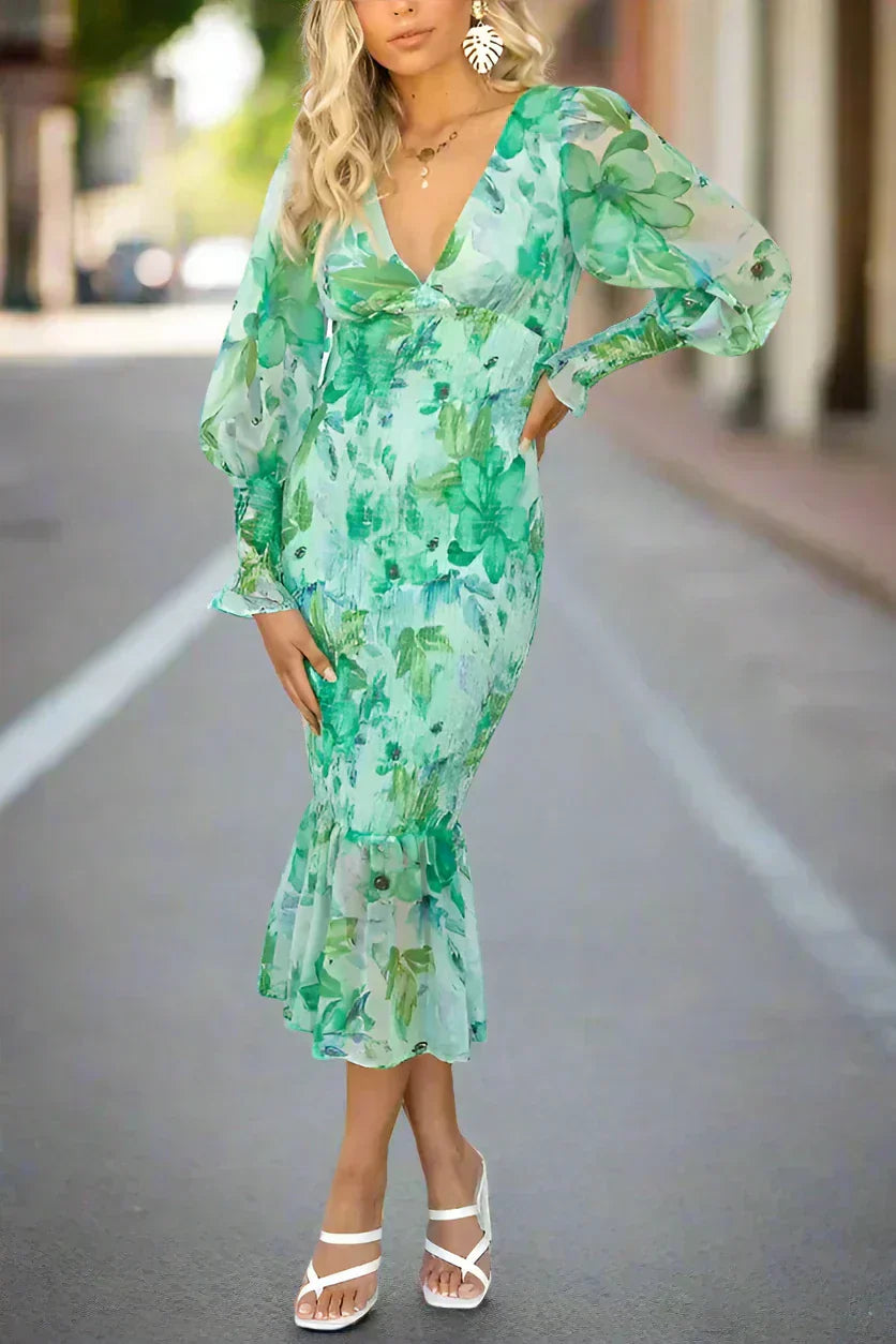 Melissa - Robe Midi à Volants Floraux