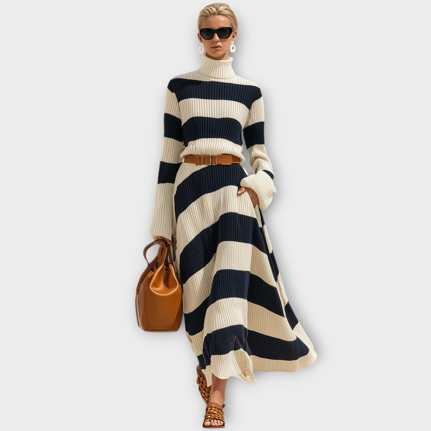 Robe Maxi à Rayures en Tricot