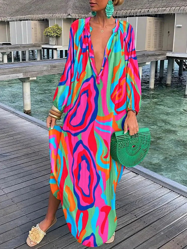 Bea - Robe Maxi à Col V