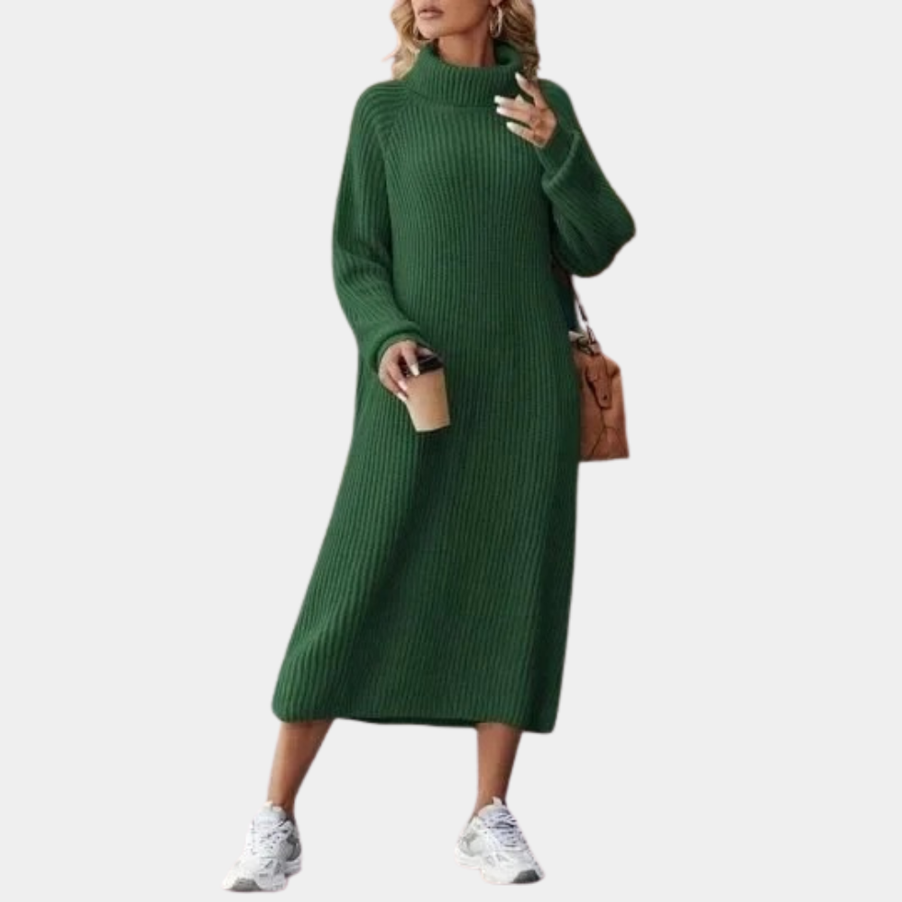 Robe-pull longue col roulé pour femme | Midi