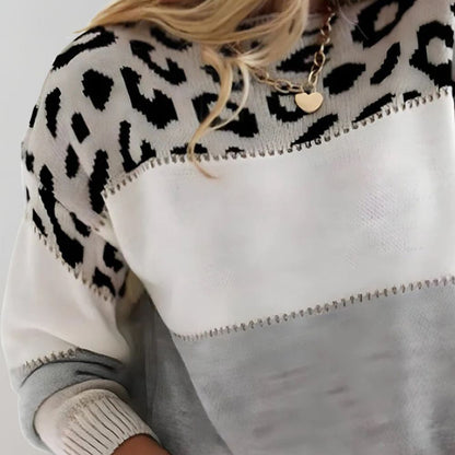 Diane | Pull en Maille avec Accent Léopard