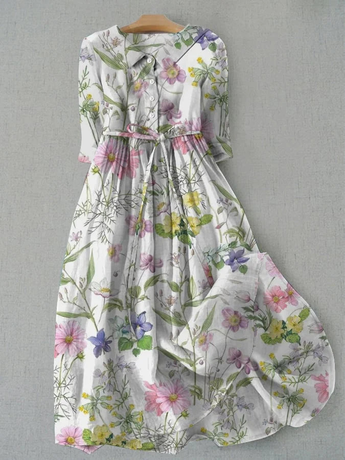 Robe Dahlia - Robe A-Line Florale Vintage pour le Confort d'Été