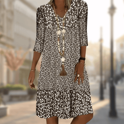 Amelie - Robe midi avec décolleté en V et imprimé floral