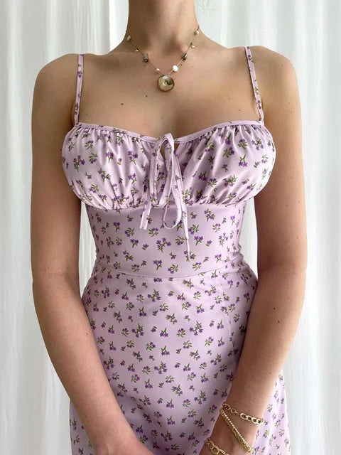 Robe Longue Sans Manches avec Fleurs