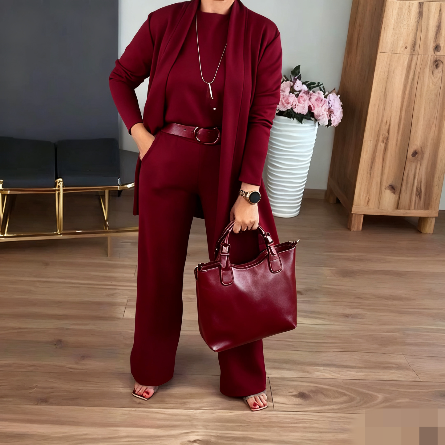 NATALIE - ENSEMBLE CLASSIQUE TROIS PIÈCES AVEC CARDIGAN