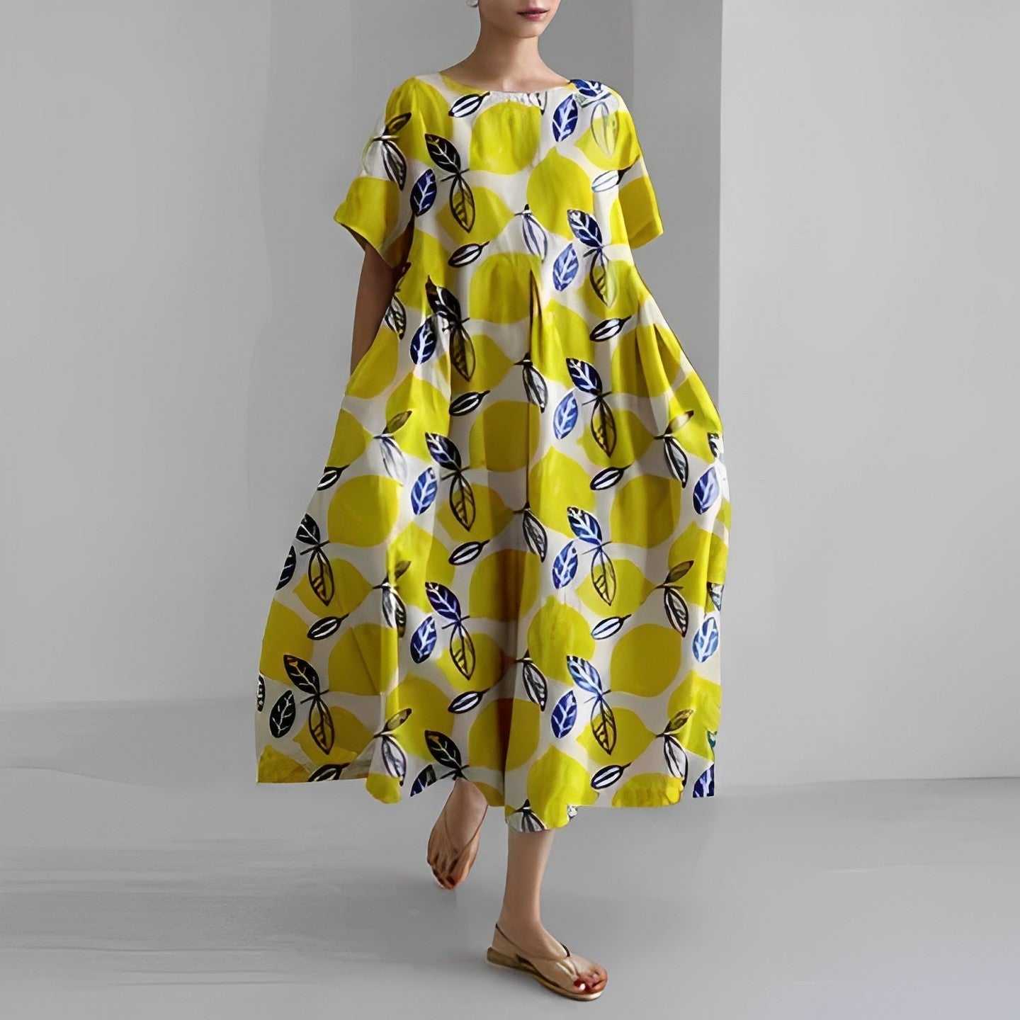 Daisy - Robe Maxi Ample à Grande Vague Rétro