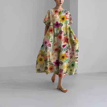 Daisy - Robe Maxi Ample à Grande Vague Rétro