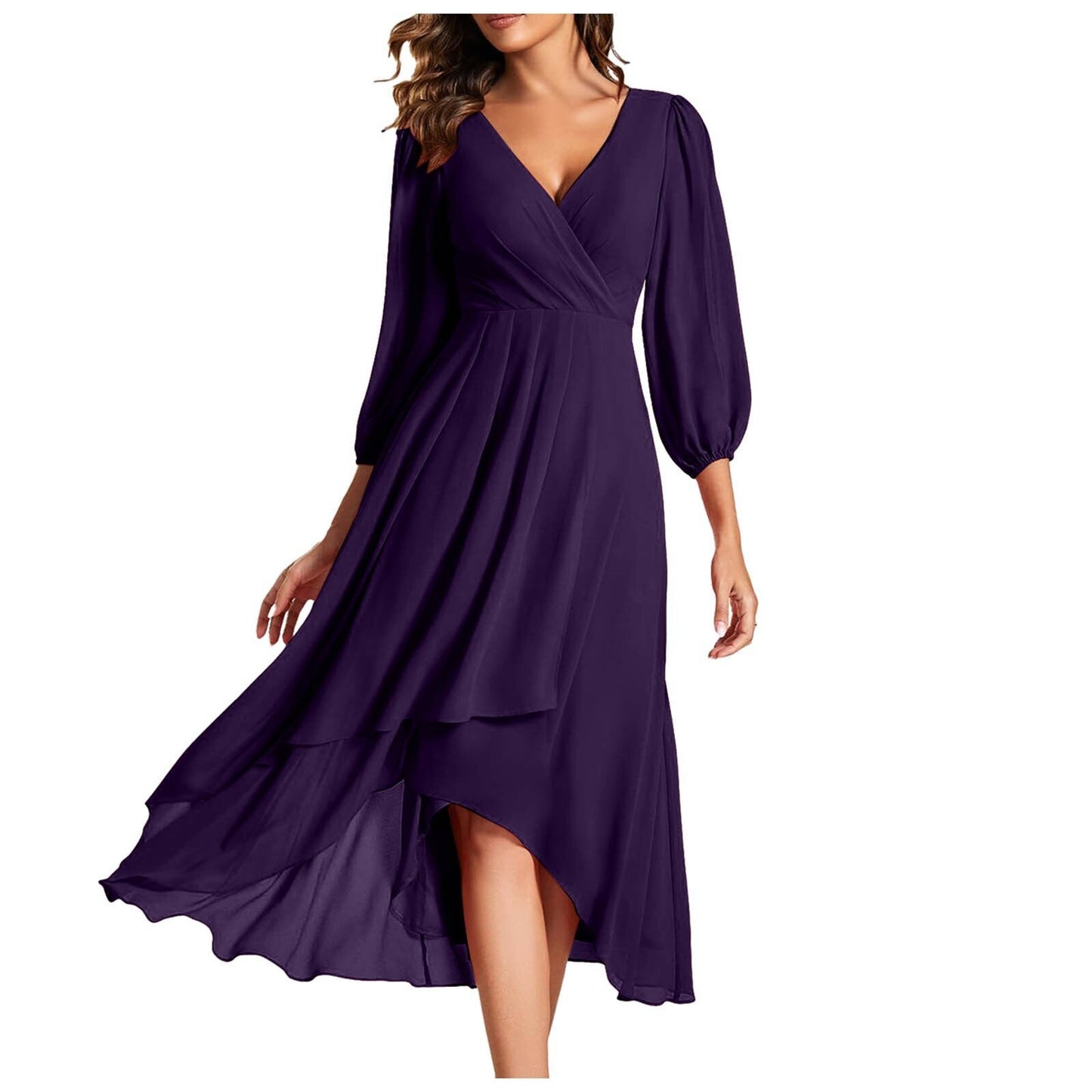 Laia - Robe à manches longues avec décolleté en V