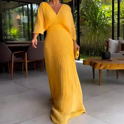 RIA™ - Robe Maxi avec Côtes Flottantes