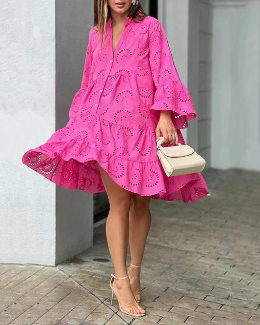 Fawna – Robe Mini Brodée avec Volants
