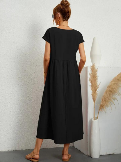 Maelis - Robe de Poche en Coton-Lin pour Femmes