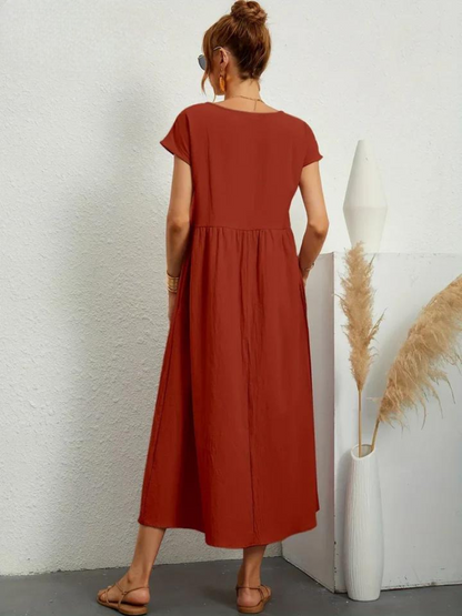 Maelis - Robe de Poche en Coton-Lin pour Femmes