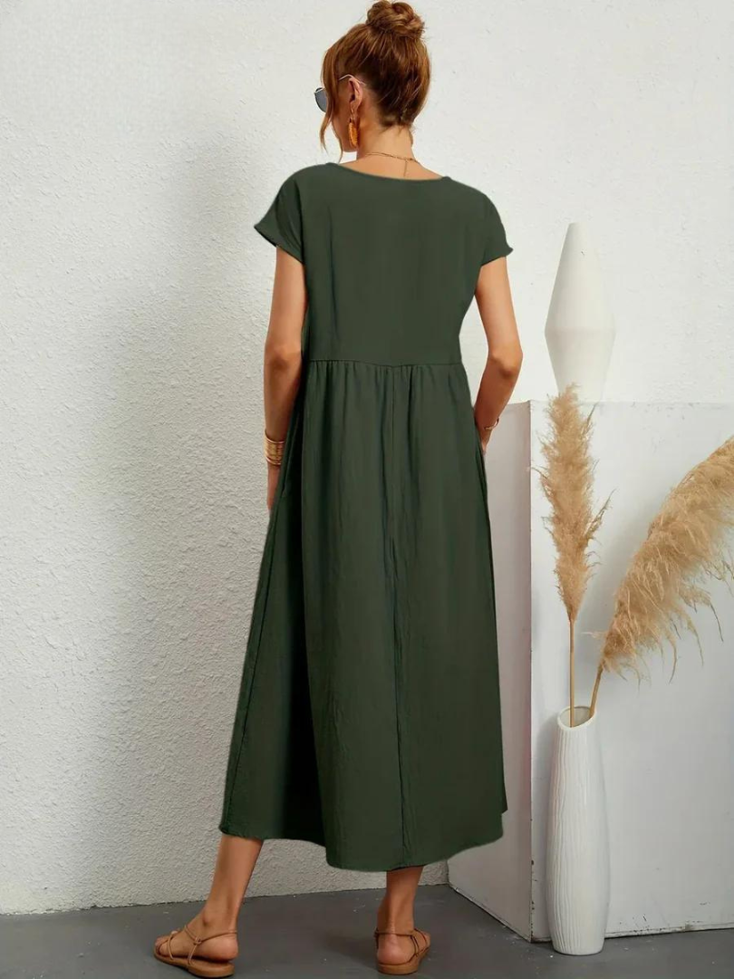 Maelis - Robe de Poche en Coton-Lin pour Femmes