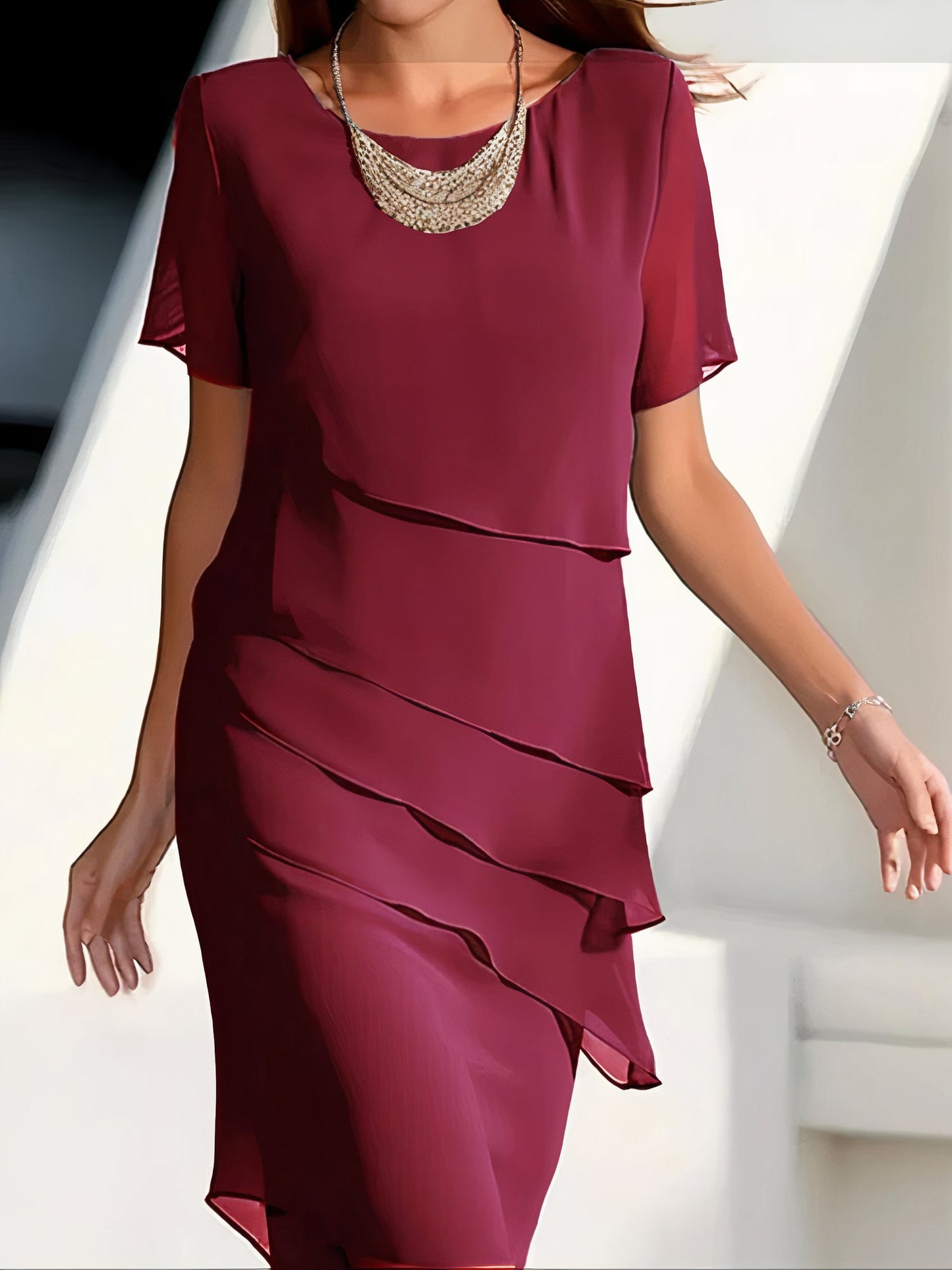 Emmeline - Élégant Robe en Chiffon Plissé