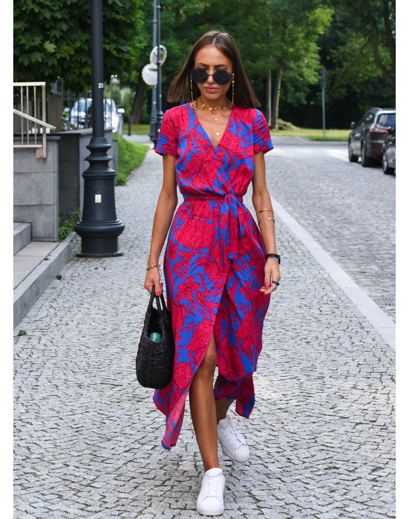Alina – Robe Midi Enveloppante Florale