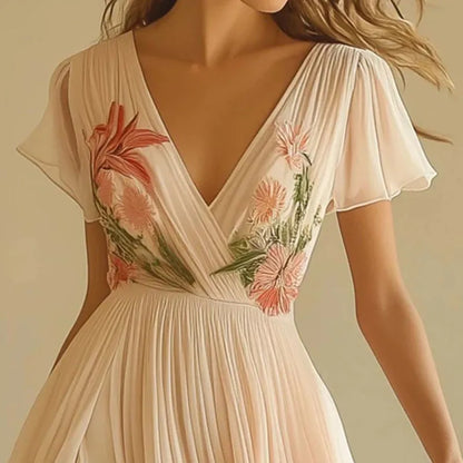 Rosa | Robes de soirée élégantes avec décolleté en V et taille haute