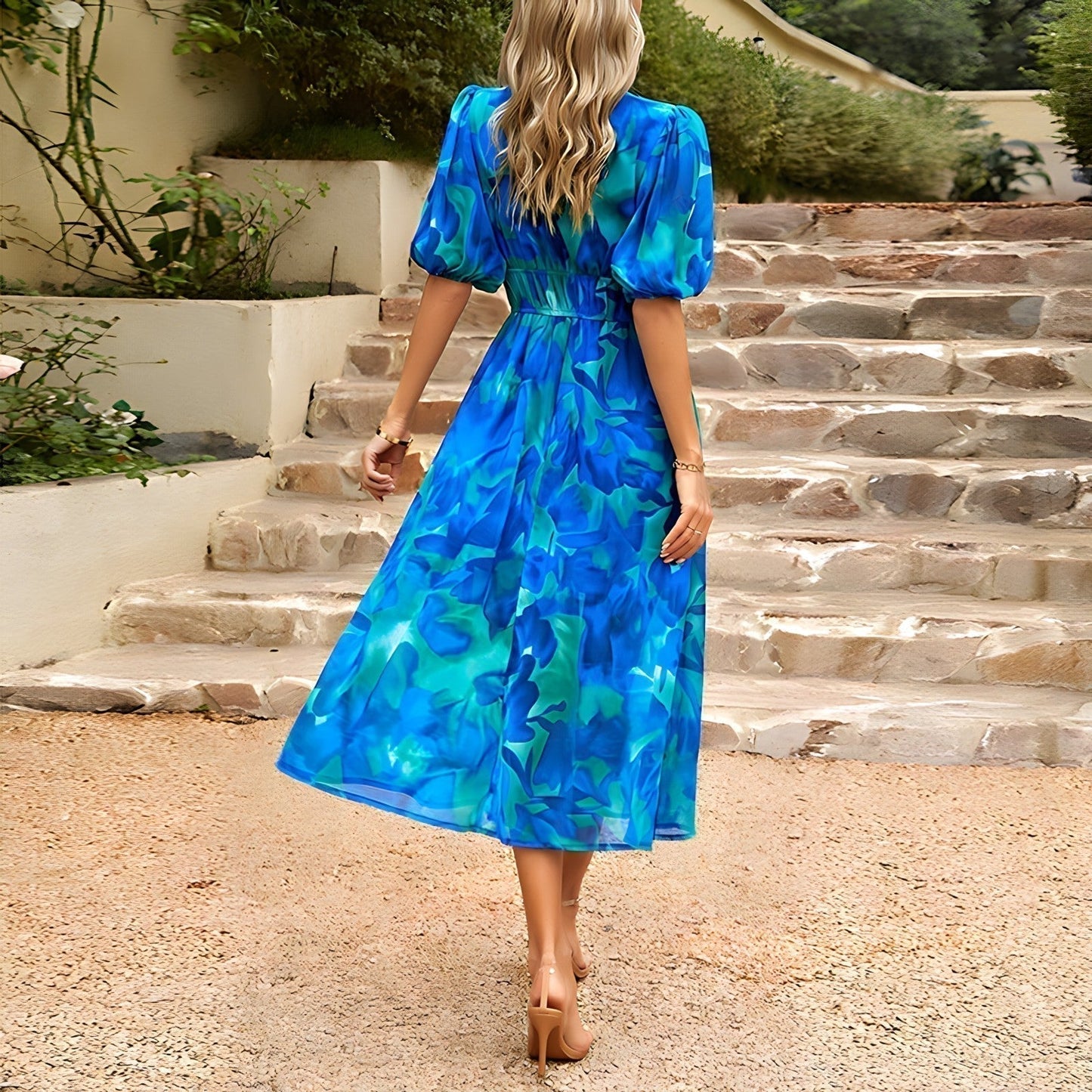Harper - Robe Midi avec Décolleté en V