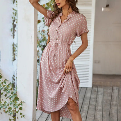 Dotarie™ Robe Chemise Midi à Pois