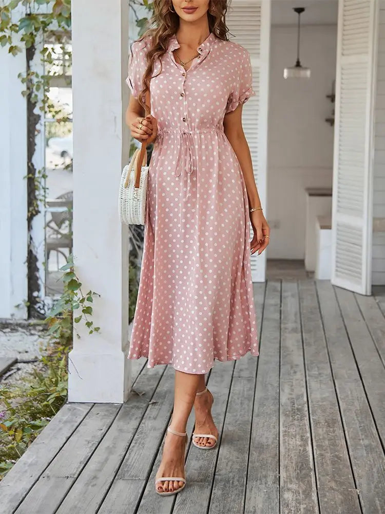 Dotarie™ Robe Chemise Midi à Pois