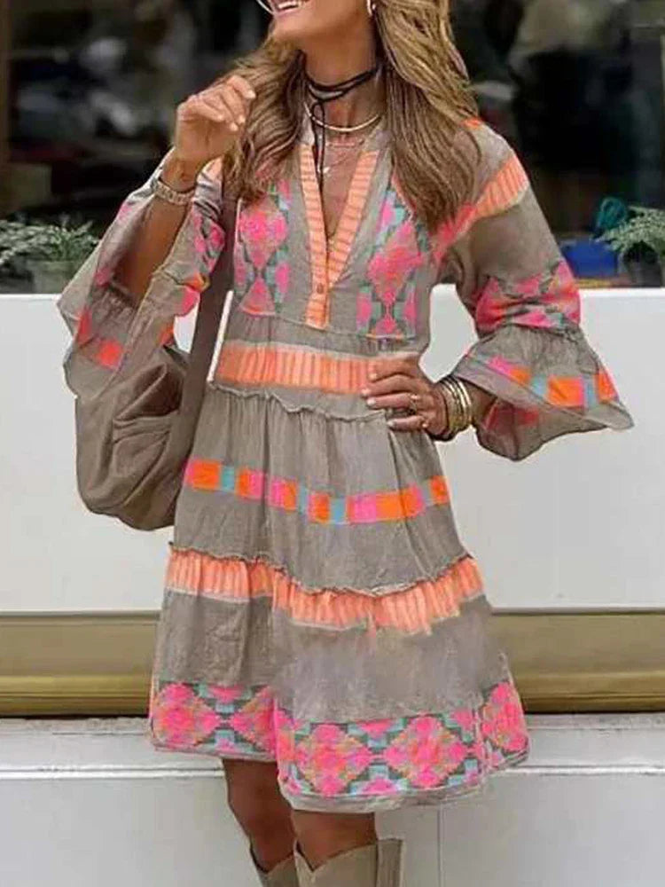 Kissia ~ Robe d'Impression Artistique Inspirée par le Bohème