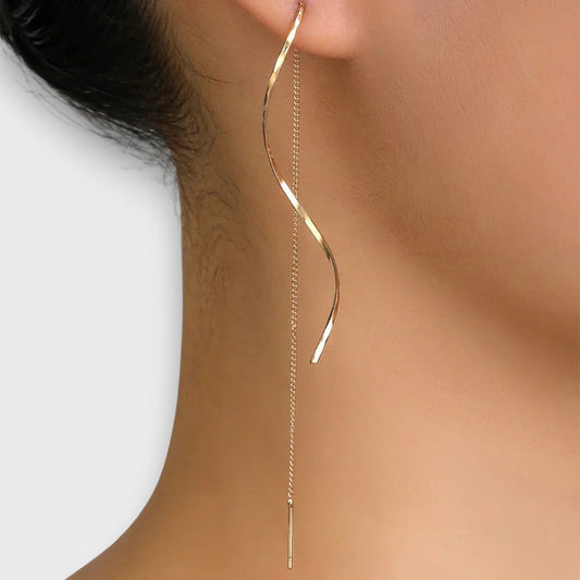 Elwira – Boucles d'oreilles longues en forme de vague