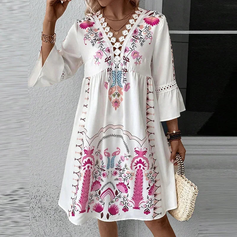 Kissia ~ Robe d'Impression Artistique Inspirée par le Bohème