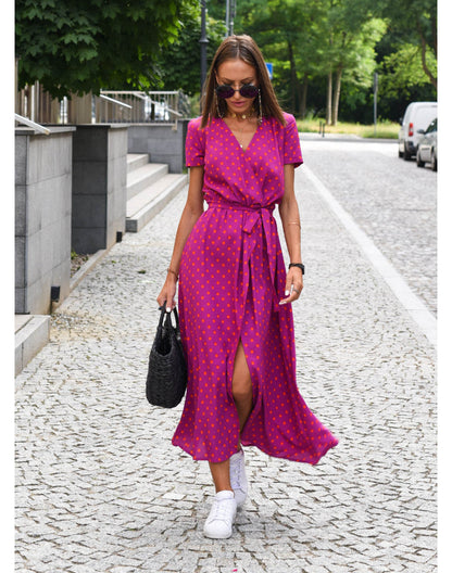 Alina – Robe Midi Enveloppante Florale