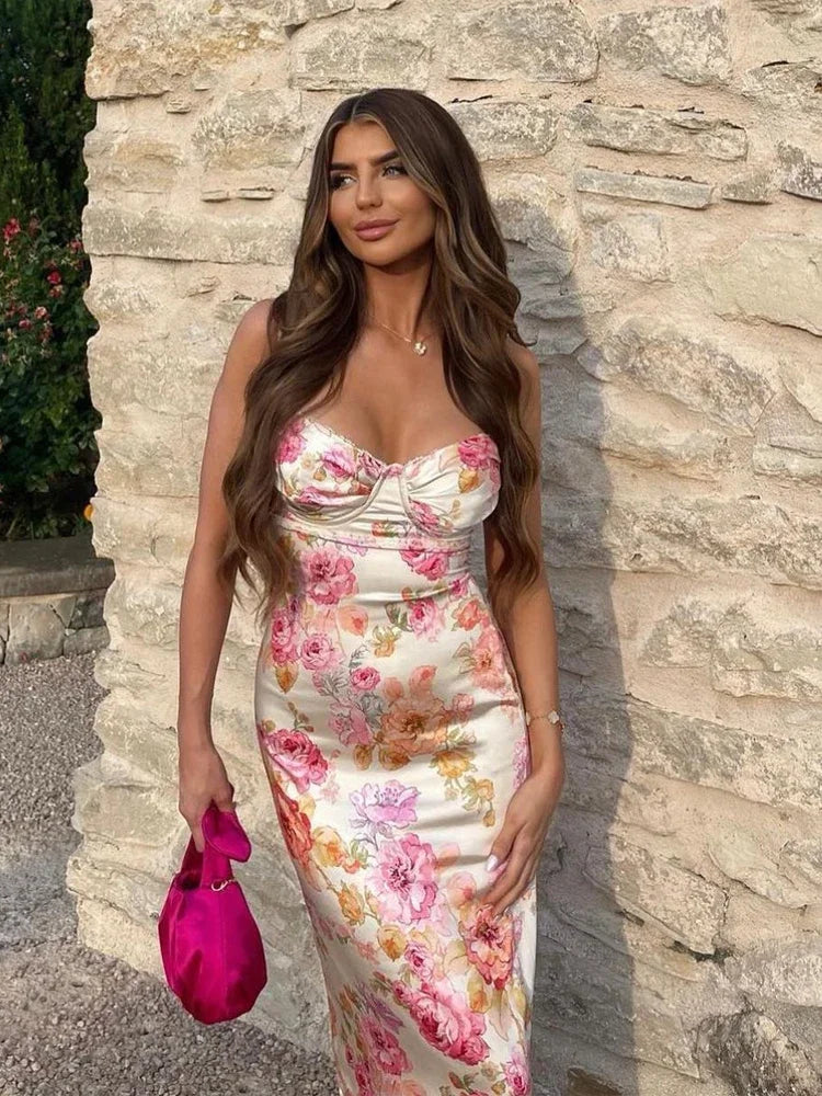 Lucy | Robe Maxi en Satin Floral