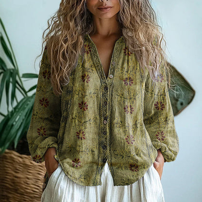 Ambre | Blouse Feuille Vintage
