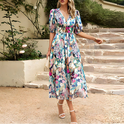 Isolde - Robe midi avec décolleté en V